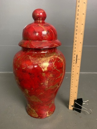 Burgundy and Gold Asian Style Ginger Jar