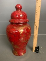 Burgundy and Gold Asian Style Ginger Jar