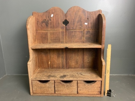 Rustic 3 Drawer Wooden Wall Unit