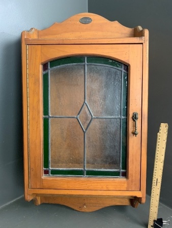 Clancy Haven Bathroom Wooden Wall Cabinet with Leaded Glass Door 