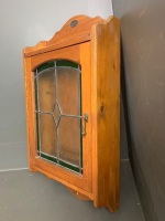 Clancy Haven Bathroom Wooden Wall Cabinet with Leaded Glass Door  - 4