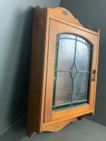 Clancy Haven Bathroom Wooden Wall Cabinet with Leaded Glass Door  - 5