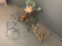 Lot of Assorted Metal Items inc. Child's Chair, Magazine Rack, Bottle Rack etc...  - 3