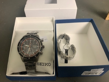 Seiko Chronograph 100m Watch - New and Boxed - with Spare Band