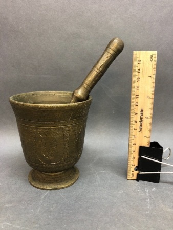 Turned Brass Pestle & Mortar c1975