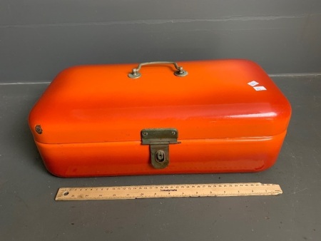 1940s Dutch Enamelled Bread Bin with Brass Fittings