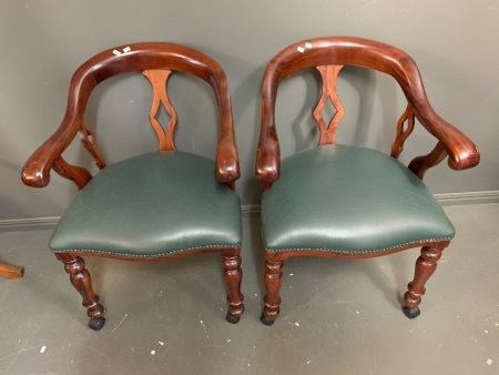 Pair of Vintage Mahogany Chairs on Casters