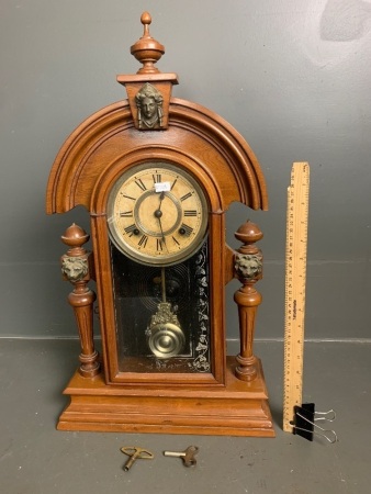 Antique Ansonia Clock with Lion Head Motifs 