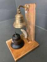 2 Brass Bells - 1 on Stand - 3