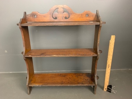 Oak antique 3 shelf display unit, peg construction