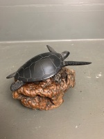 John Perry Turtle Ebonite Sculpture on Burl wood - 3