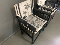 Pair of Wooden Frame Folding Outdoor Chairs with Printed Canvas Seat by Sandy De Beyer - 2