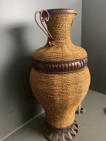 Large Rattan and Steel Vase - 2