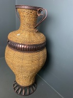 Large Rattan and Steel Vase - 3