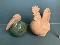 Terracotta Rooster & Pelican - 2