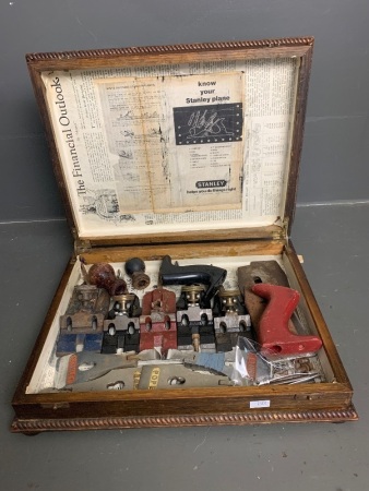 Wooden Box Containing 5 Vintage Planes and Accessories with Instructions