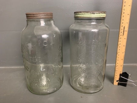 2 Antique Neale and Horlicks Malted Milk Jars