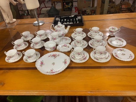 Royal Albert Moss Rose Part Tea and Coffee Sets - App. 38 Pieces