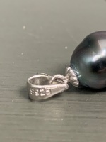 Sterling Silver pendant with Salt Water TAHITI Black Pearl - 2