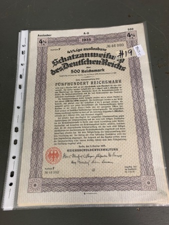 Collection of 3 old German Bond certificates