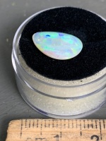 2.15ct Coober Pedy Solid Opal Freeform Teardrop 13.4 mm x 9.5mm.Pretty Green, Gold and Purple flashes (please note description change - originally posted as 15ct)