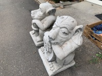 Two Medieval Style Heavy Concrete Gargoyles - 3