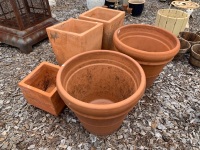 2 Large and 1 Small Square Terracotta Pots + 2 Large Round Terracotta Pots - 2