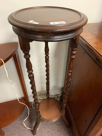 Antique Wooden Plant Stand with Twisted Legs