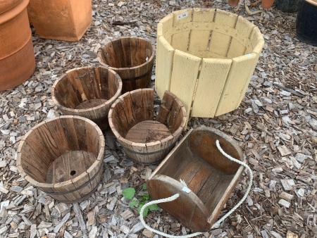 Lot of Timber Plant Pots