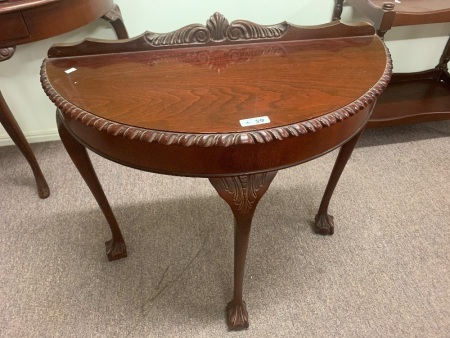 Vintage Half Round Console/Hall Table - Ball and Claw Feet