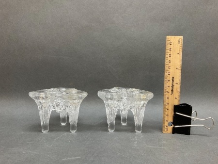 Pair of Kosts Boda Swedish Crystal Icicles Candleholders