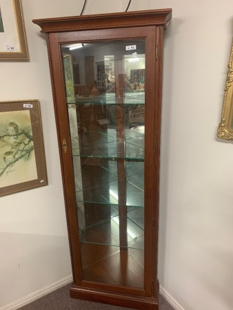 Tall Mirror Backed Corner Display Cabinet with 4 Glass Shelves