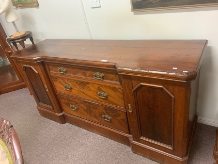 A Heavy timber cabinet with 3 draws & 2 cupboards