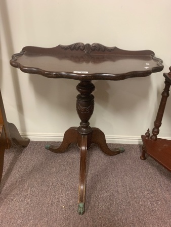 Small Half Round Hall/Console Table with Brass Claw Feet