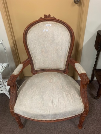 Antique Carved Wooden Armchair for Restoration