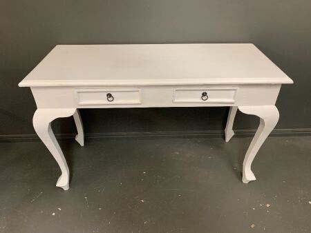 Vintage French Provincial Console Hall Table with Cabriole Legs and Two Drawers