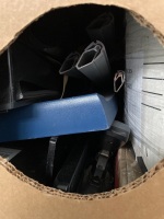 Large box of various office supplies