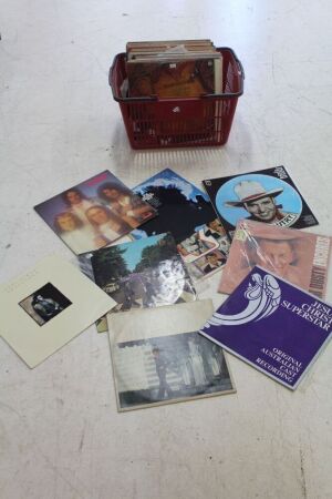 Asstd Basket of LP Records & Singles inc. Beatles, Neil Diamond, Slim Dusty, Bob Dylan etc.