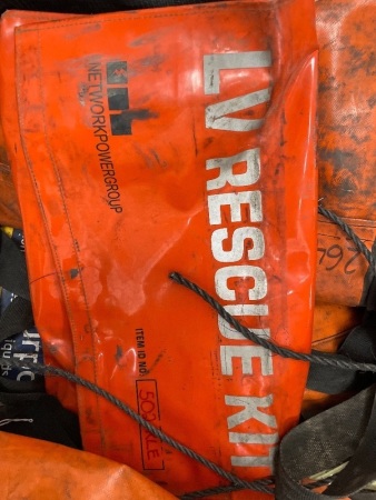 Various rescue kits, including hydrocarbon spill kits, LV rescue kits etc