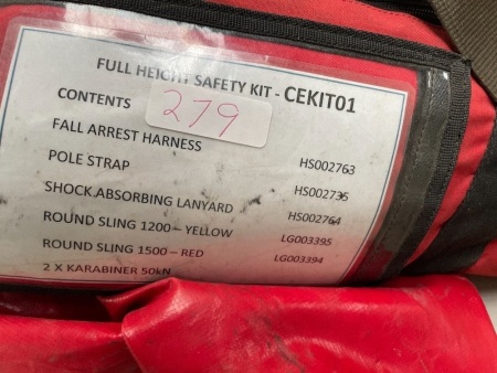 Assorted full height safety kits , harnesses and fittings