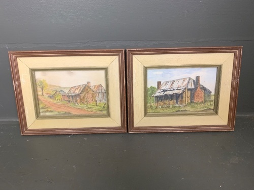 Pair watercolours signed TJ Allan