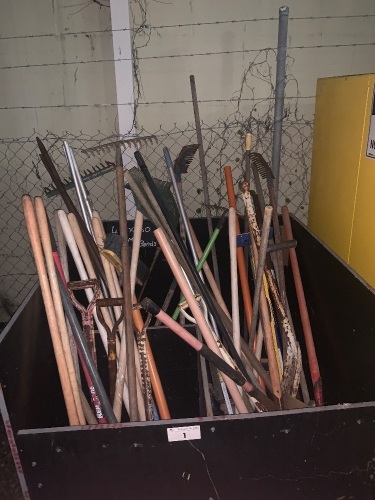 Quantity of tools, including the shovels right to brooms crowbars etc