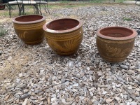 2 x large 1 x small Chinese Earthenware pots - 4