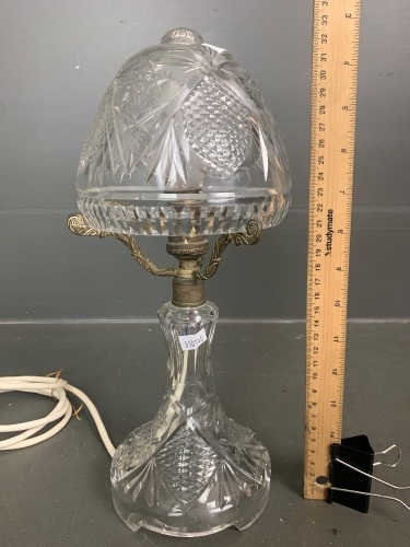 Antique Crystal Table Lamp and Shade