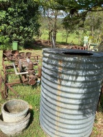 OLD TANK Potential raised garden bed to be cut in halve and 2 concrete garden pots - 3