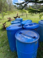 11* Blue barrels ( can make great animal feeders ) holes in a few - 2