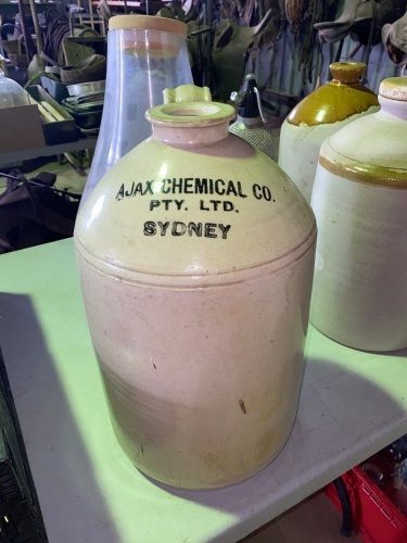 Large AJAX CHEMICAL CO PTY LTD SYDNEY stone ware large jug