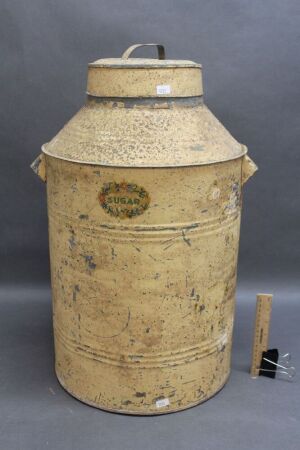 Very Large Galvanised Pot Marked Sugar