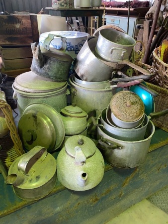 Enormous lot of vintage aluminium cookware