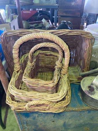 4 rectangle cane baskets